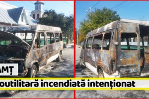 [FOTO] Neamţ: Autoutilitară incendiată intenţionat azi-noapte