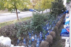 Bistriţa europeană, noi perspective. Plantaţie de PET-uri la parterul unui bloc (FOTO)