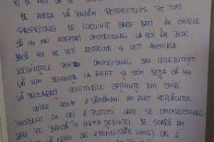 Administratorul unui bloc: Pe scara noastră nu permitem să se ”omosecsualizeze toţi sataniştii”