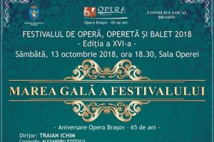 Marea Gală a Festivalului de Operă, Operetă şi Balet, moment aniversar: 65 de ani de la înfiinţarea Operei Braşov