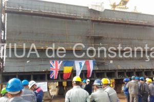 Motiv de sarbatoare la Damen Mangalia - primul bloc al primei nave construite este terminat