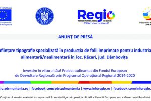 REGIO: Înfiinţare tipografie specializată – Anunt de presa SOLO EX-IM SRL 12.10.2018
