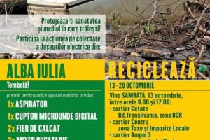 În 13 octombrie: Campanie de informare şi colectare deşeuri de echipamente electrice şi electronice (DEEE) în Alba Iulia