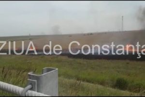 Trafic ingreunat pe Autostrada A1 Bucuresti-Pitesti din cauza unui incendiu. Ce le recomanda politistii soferilor (video)