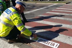 Mesaje preventive pe 16 treceri de pietoni din Bistriţa (FOTO-VIDEO)