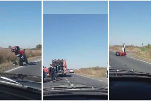 Motociclist la spital dupa ce a pierdut controlul, langa Sanmihaiul Roman