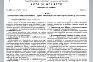  Legea pentru modificarea si completarea Legii nr. 303/2004 privind statutul judecatorilor si procurorilor. Integral (document) 