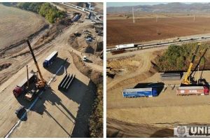 FOTO, VIDEO| Autostrada Sebeş-Turda: Antreprenorul Pizzarotti continuă mobilizarea pe lotul 1. Un nou transport de grinzi COR TEN a fost descărcat la Lancrăm