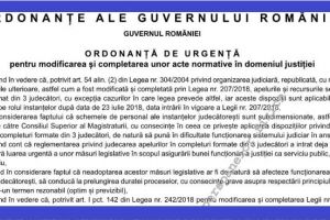 Ordonanta de urgenta numarul 92/2018 privind modificarea si completarea unor acte normative in domeniul justitiei 