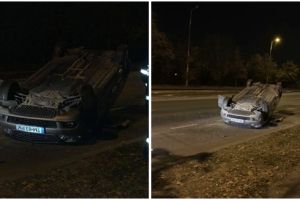 Sofer baut cercetat de politie dupa ce a facut accident si s-a rasturnat cu masina, la Timisoara