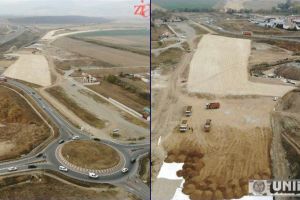 VIDEO: Pe autostrada Sebeş-Turda, la viitorul nod rutier Sebeş, lucrări la terasament în apropierea sensului giratoriu
