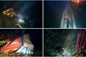 Autocamion cu rotile-n sus intre Arad si Timisoara