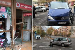 TÂRGOVIȘTE: O maşină a intrat într-un magazin, în urma unui accident rutier