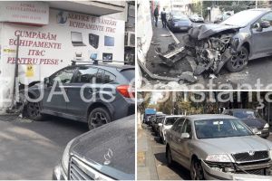 Imagini de la eveniment:Constanta. Accident rutier la intersectia bulevardului Tomis cu strada Cuza Voda. O masina a intrat intr-un imobil (galerie foto) 
