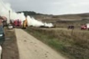 Incendiu la un depozit de paie din Sic - VIDEO