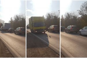 FOTO:  ATENȚIE ȘOFERI! Trafic îngreunat Alba Iulia – Sebeş  şi circulaţie blocată pe şoseaua de centură a municipiului Alba Iulia