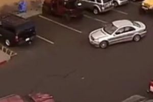 Șmecher dintr-o parcare pus la punct de un şofer cu troliu - VIDEO
