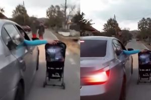 Bebeluş pus în pericol de mama sa