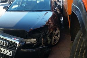 Tamponare la Târgu-Jiu! O vidanjă s-a ciocnit cu un autoturism