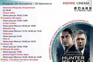 Program Cinema Inspire Alba Mall. Ce filme vor rula în perioada 26 octombrie – 1 noiembrie 2018