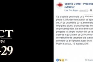 Cutremurul din 28 octombrie, prezis pe Facebook încă din luna august