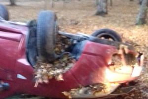 Un şofer beat criţă s-a răsturnat cu maşina la Novaci