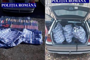 FOTO: Doi bărbaţi suspectaţi de furturi de ţigări din supermarketuri, prinşi în flagrant de poliţiştii din Alba