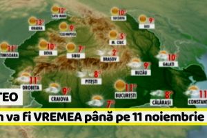 METEO: Cum va fi VREMEA până pe 11 noiembrie. Prognoza meteo pe două săptămâni