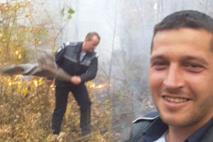 FOTO: Poliţiştii zilei: doi agenţi au devenit pompieri şi au ajutat la stingerea unui incendiu de vegetaţie