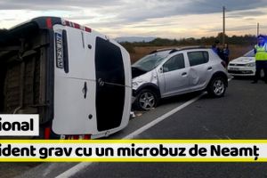 [VIDEO] Naţional: Accident grav cu un microbuz de Neamţ. 1 mort şi 7 răniţi