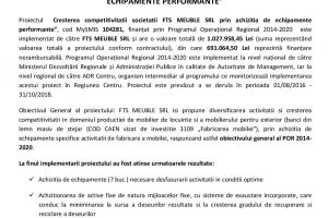 Finazizare proiect – FTS MEUBLE SRL