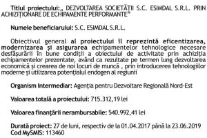 Anunţ de începere implementare proiect la ESIMDAL S.R.L. POR 2.1A Microîntreprinderi