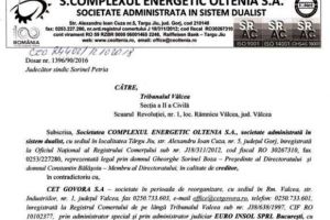 CE Oltenia îşi cere la tribunal banii pe minele Berbeşti şi Alunu, vândute CET Govora în urmă cu peste 3 ani. SANSELE DE CASTIG ALE CEO SUNT NULE!
