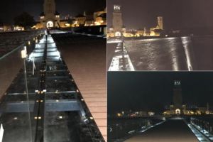 FOTO: S-au făcut primele probe de lumini, pe Podul Unirii din Alba Iulia