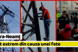 [VIDEO] Piatra-Neamţ: Cum a decurs operaţiunea de salvare pentru tânărul urcat pe stâlpul telegondolei