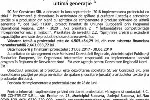 Performanţă şi dezvoltare în activitatea de spălare şi curăţare (uscată) a articolelor ...