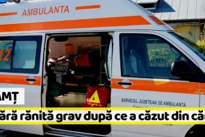 Neamţ: O tânără de 22 de ani, în stare gravă la spital după ce a căzut din căruţă