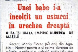 Unei babe i-a încolţit un usturoi în urechea dreaptă