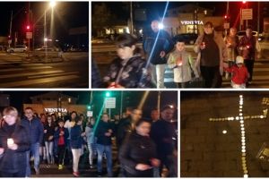 Protest cu lumanari la iesirea din Ghiroda pentru o trecere de pietoni