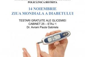 Astăzi se fac testări gratuite ale glicemiei la Policlinica Bistriţa