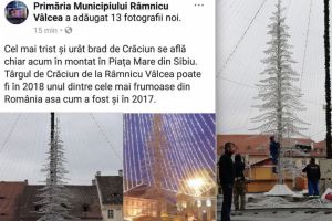 Primăria Râmnicu Vâlcea ne ia la mişto – ’’Cel mai trist şi mai urât brad de Crăciun e în Piaţa Mare!’’