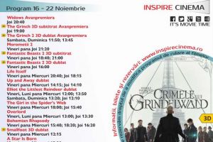 Program Cinema Inspire Alba Mall. Ce filme vor rula în perioada 16-22 noiembrie 2018