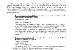 D.G.A.S.P.C. CONSTANȚA scoate la concurs mai multe posturi