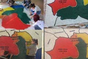 FOTO: Hartă gigant a României Mari, realizată de elevii unui liceu din Mureş!