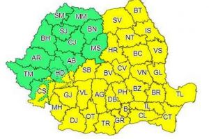 COD GALBEN de lapoviţă, ninsori şi vânt puternic în sudul judeţului Alba şi în mare parte din ţară, de duminică seară