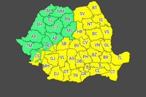 Cod galben de ninsori, lapoviţă şi ploaie, de duminică seară