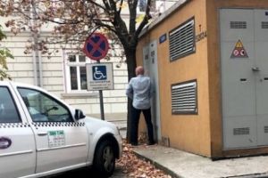 Un taximetrist a oprit să se uşureze lângă Palatul Justiţiei