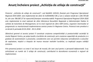 Anunţ încheiere proiect – SC ALNEMARLE SRL