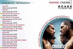 Program Cinema Inspire Alba Mall. Ce filme vor rula în perioada 23 – 29 noiembrie 2018
