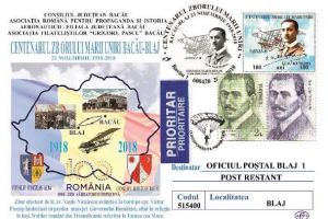 Plicul filatelic „Centenarul Zborului Marii Uniri” va ajunge la Blaj cu poşta